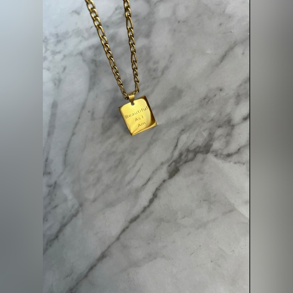 Gold Affirmation Pendant Necklace - Picture 2 of 5